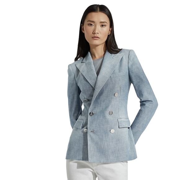 Ralph Lauren Collection Jackets & Blazers - Ralph Lauren Collection Camden Chambray Indigo Blazer Double Breasted 12